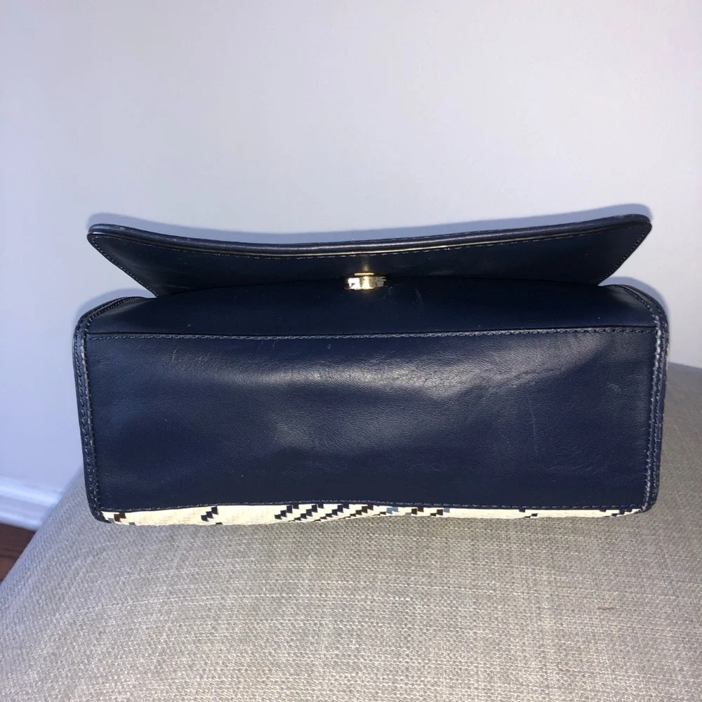Tory Burch Navy Blue and White Woven Crossbody Bag